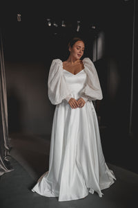Plus Size Satin Wedding Dress Sentea with Front Slit view 6