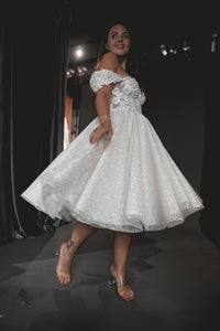 Tea Length Plus Size Lace Wedding Dress Elise view 9