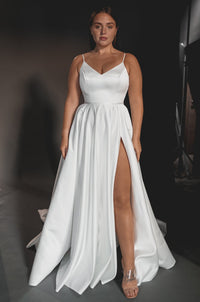 Plus Size Satin Wedding Dress Sentea with Front Slit view 1