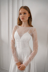 Light ivory Sparkly Wedding Dress Feilin view 2