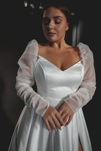 Plus Size Satin Wedding Dress Sentea with Front Slit view 4